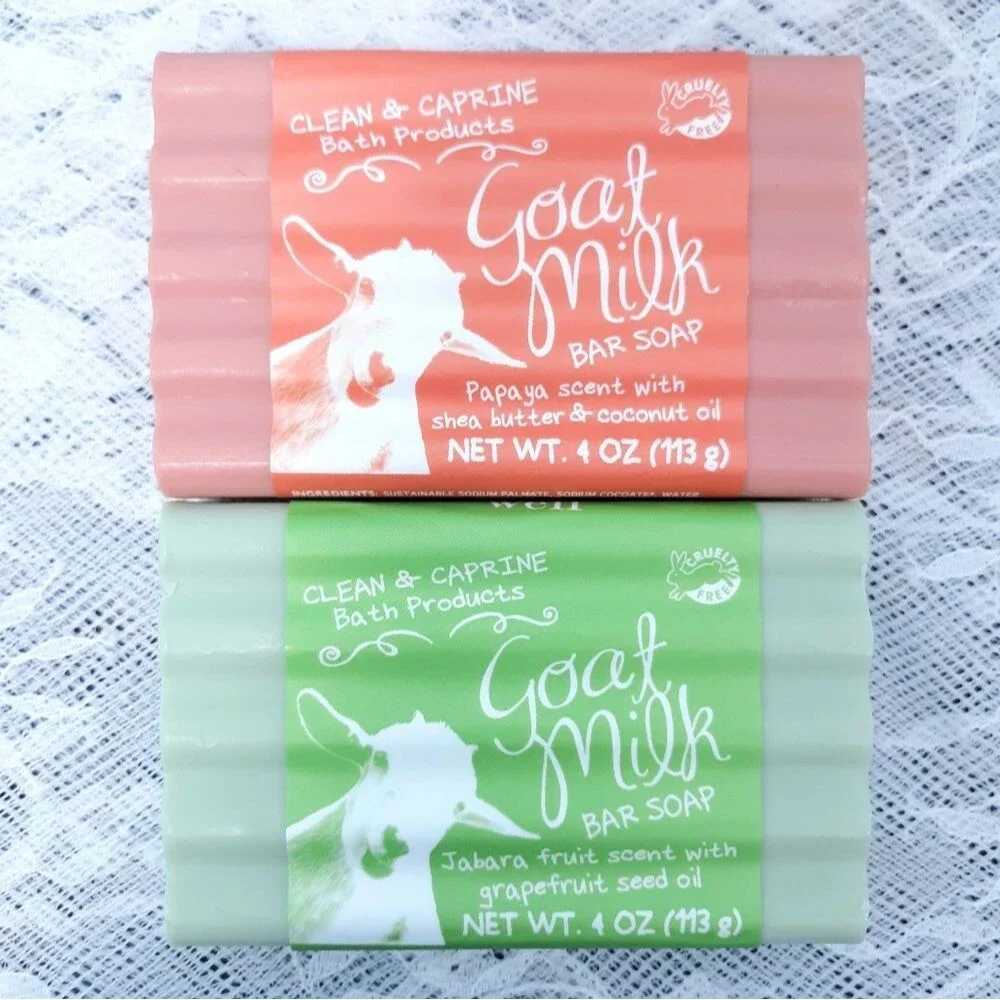 6 Goat Milk Bar Soap Clean Caprine Simply Be Well Jabara Fruit Papaya red green